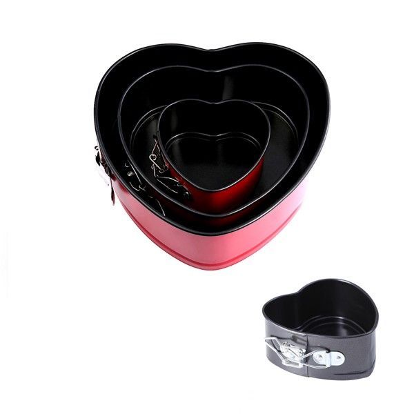 Форма для выпечки металлическая разъёмная антипригарная | Сердца Набор: 20-28 см, высота 5.5 см