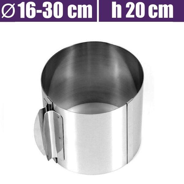 Форма для выпечки металлическая раздвижная Кольцо Ø 16-30 см | высота 20 см