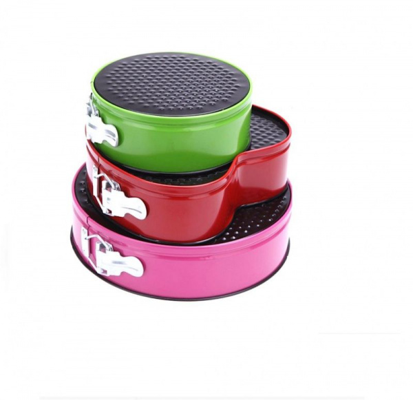 Форма для выпечки металлическая разъёмная керамическое покрытие | Комбо набор 3 шт: 26*26 см, высота 5.5 см