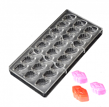 Поликарбонатная форма для шоколада 275*135*24 мм | Двойное Сердце (эконом)