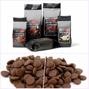 Шоколад молочный 33-36% капли (drops) без сахара | 0.4 - 1 кг