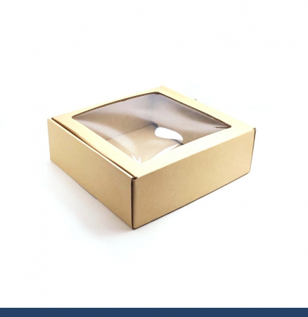 Коробка для выпечки с окном 21•21•7 см Крафт (мгк, сборная)