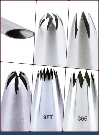 Базовый набор кондитерских насадок 6 шт 230, 1М, 2D, 9FT, 333, 366L Эконом