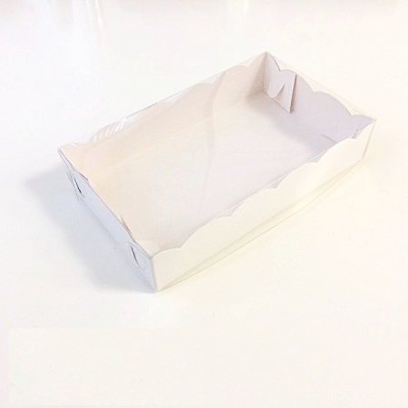 Коробка с прозрачной крышкой 20•12•4 см Белая (крышка+дно)