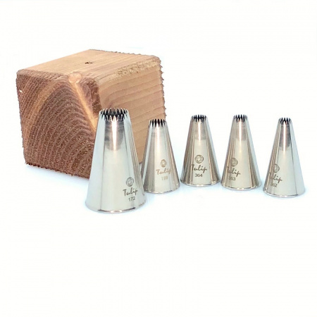 Кондитерская насадка открытая (французская) звезда №№172, 199, 362, 363, 364 Tulip™ малый размер (д. 5/12 мм, 15/23 лучей)